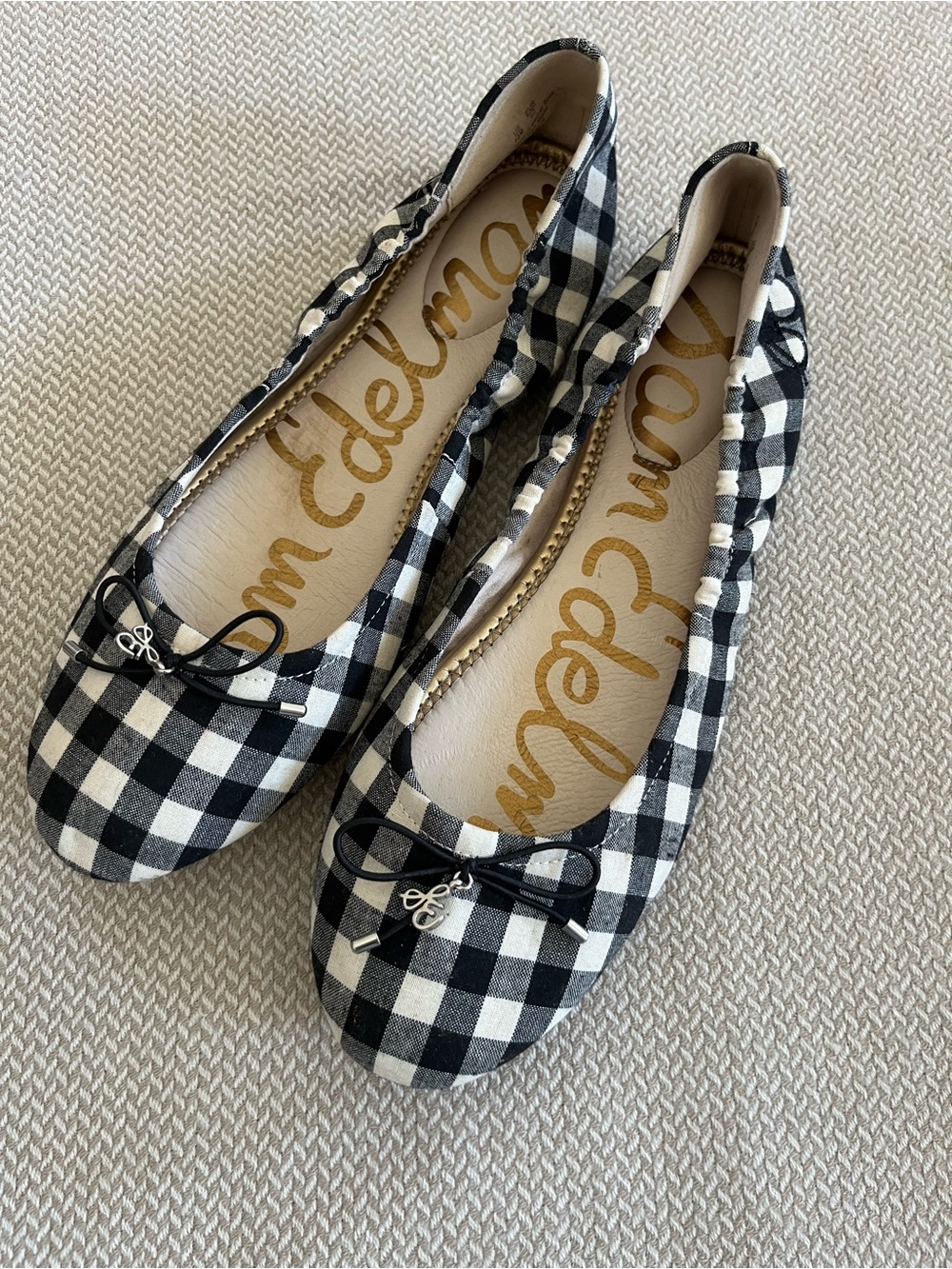Sam Edelman Felicia Black & Ivory Check Slip On Flats Size 10M